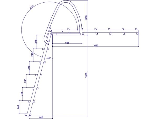 Badstege, 6-steg, 147 cm, Uppfällbar, Varmförzinkad - Bild 8
