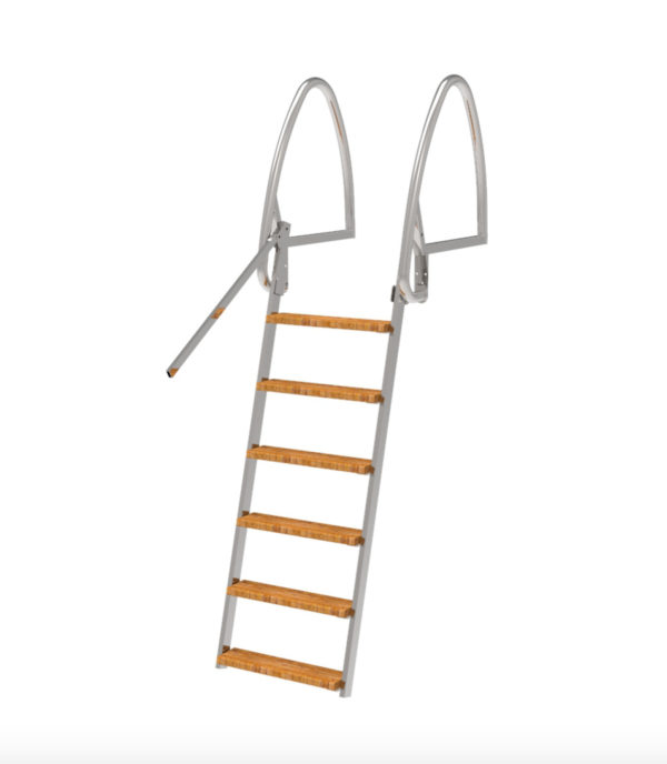 Badstege, 6-steg, 152cm, Uppfällbar, Rostfri Syrafast, Trästeg