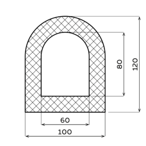 D-Fender Gummi 100 x 120 x 3000 mm.