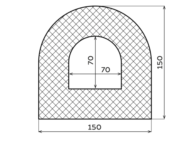 D-Fender Gummi 150 x 150 x 2000 mm.