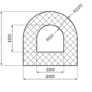 D-Fender Gummi 200 x 200 x 2000 mm.