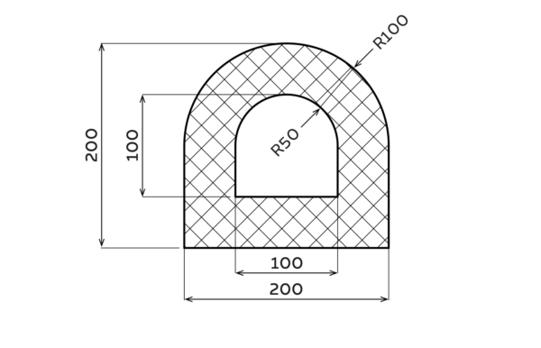 D-Fender Gummi 200 x 200 x 2000 mm.