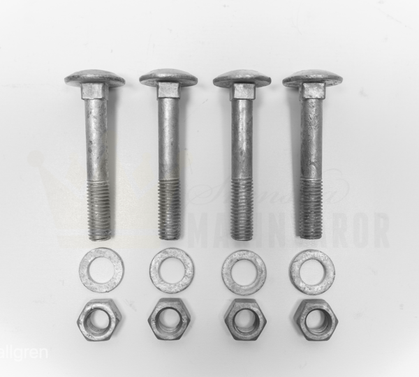 Vagnsbult 12x80 mm med bricka och mutter - 4 pack Varmförzinkad